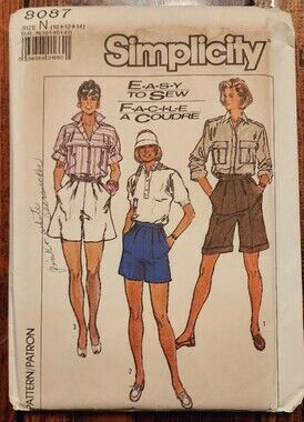 Simplicity #8087 Women's Pleated High-Waist Bermuda & Seersucker Shorts Sz 10-14